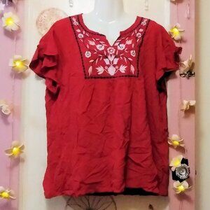 AK by Coruja (2XL) Embroidered Cotton Blouse